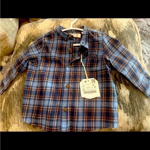 NWT Zara Baby boy plaid flannel button down size 3-6 months